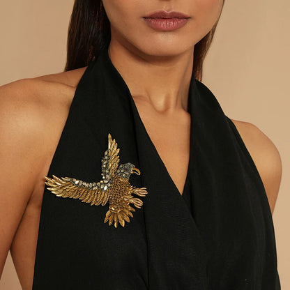 Eagle Beaded Brooch - Gold