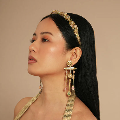 Sakir Beaded Chandelier Earrings - Blush Multi