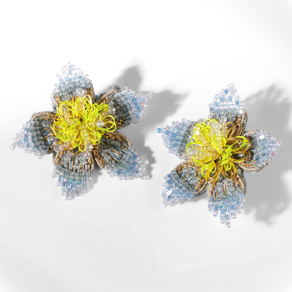 Adva Floral Stud Earrings - Blue
