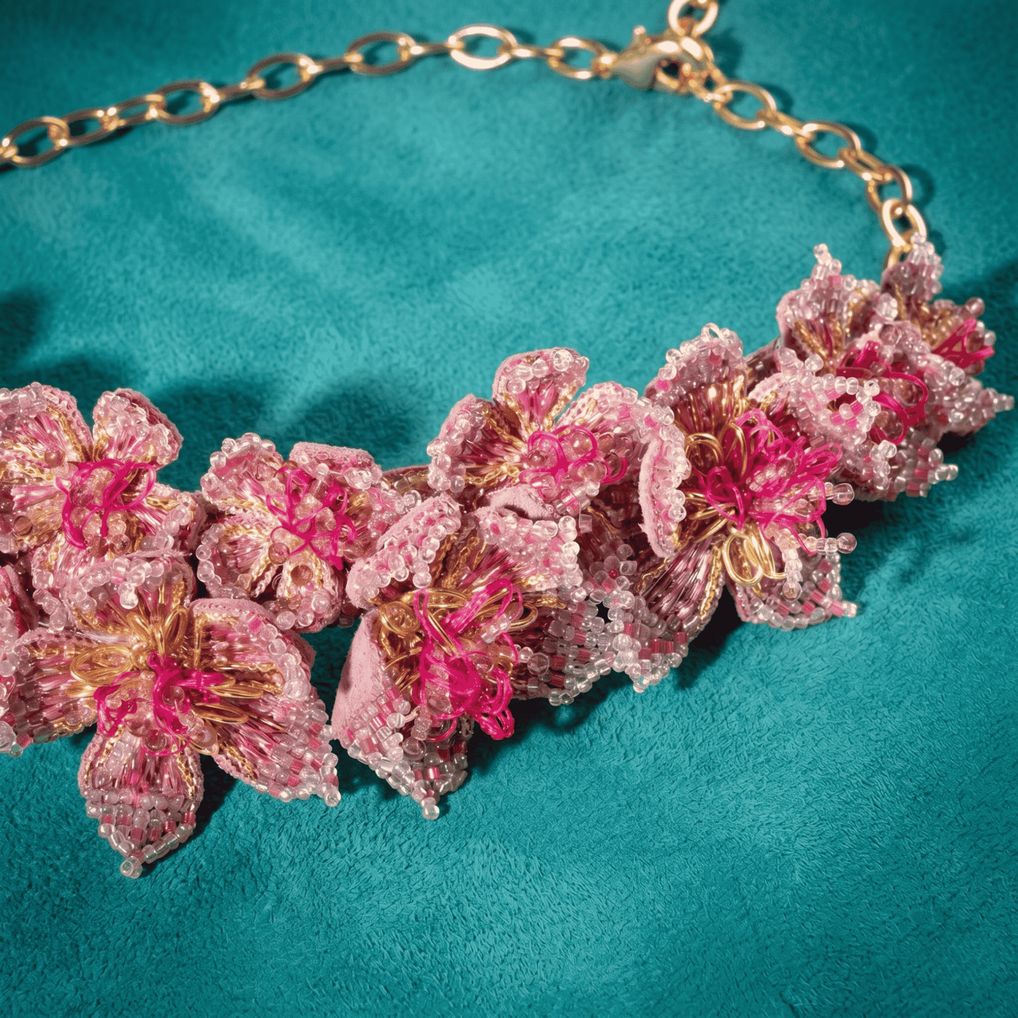 Adva Floral Necklace - Fuchsia