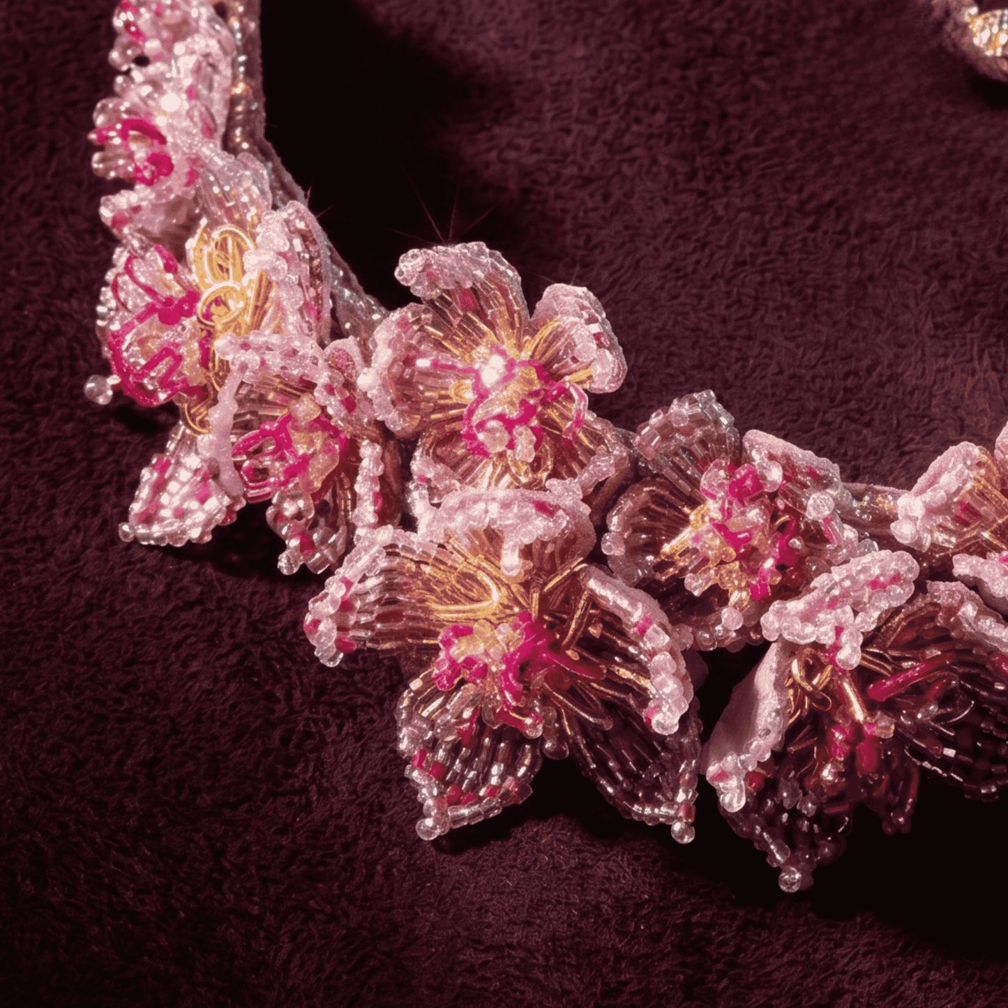 Adva Floral Necklace - Fuchsia
