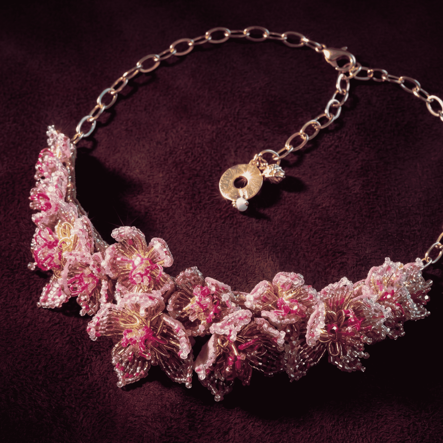 Adva Floral Necklace - Fuchsia