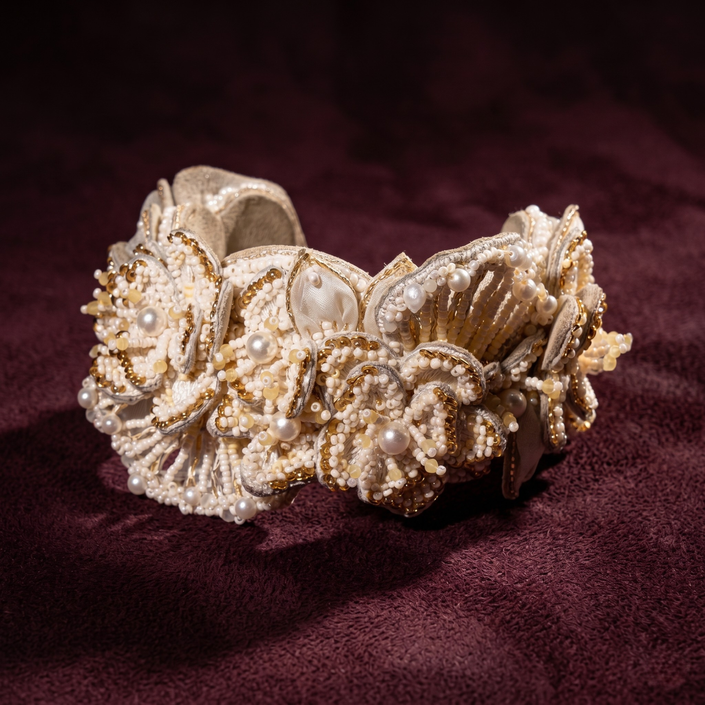 Padma Floral Cuff Bracelet - Ivory