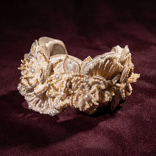 Padma Floral Cuff Bracelet - Ivory