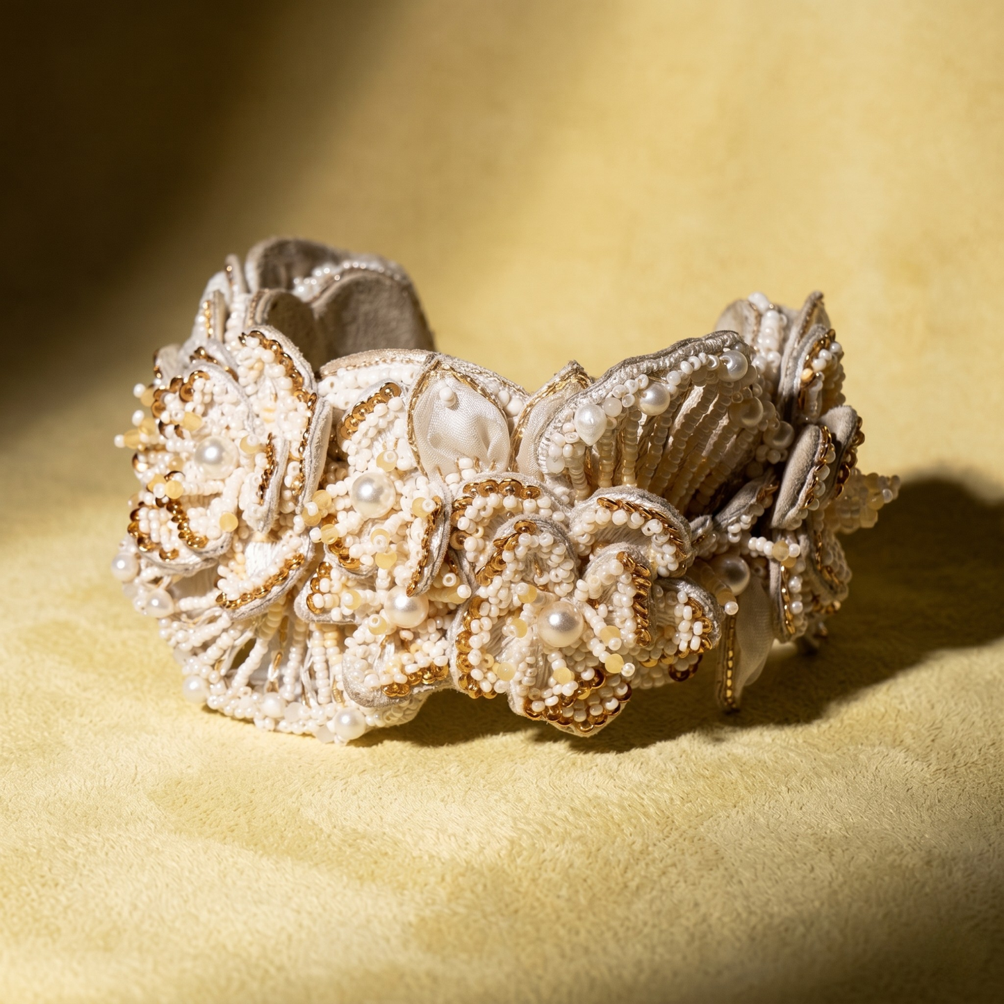 Padma Floral Cuff Bracelet - Ivory