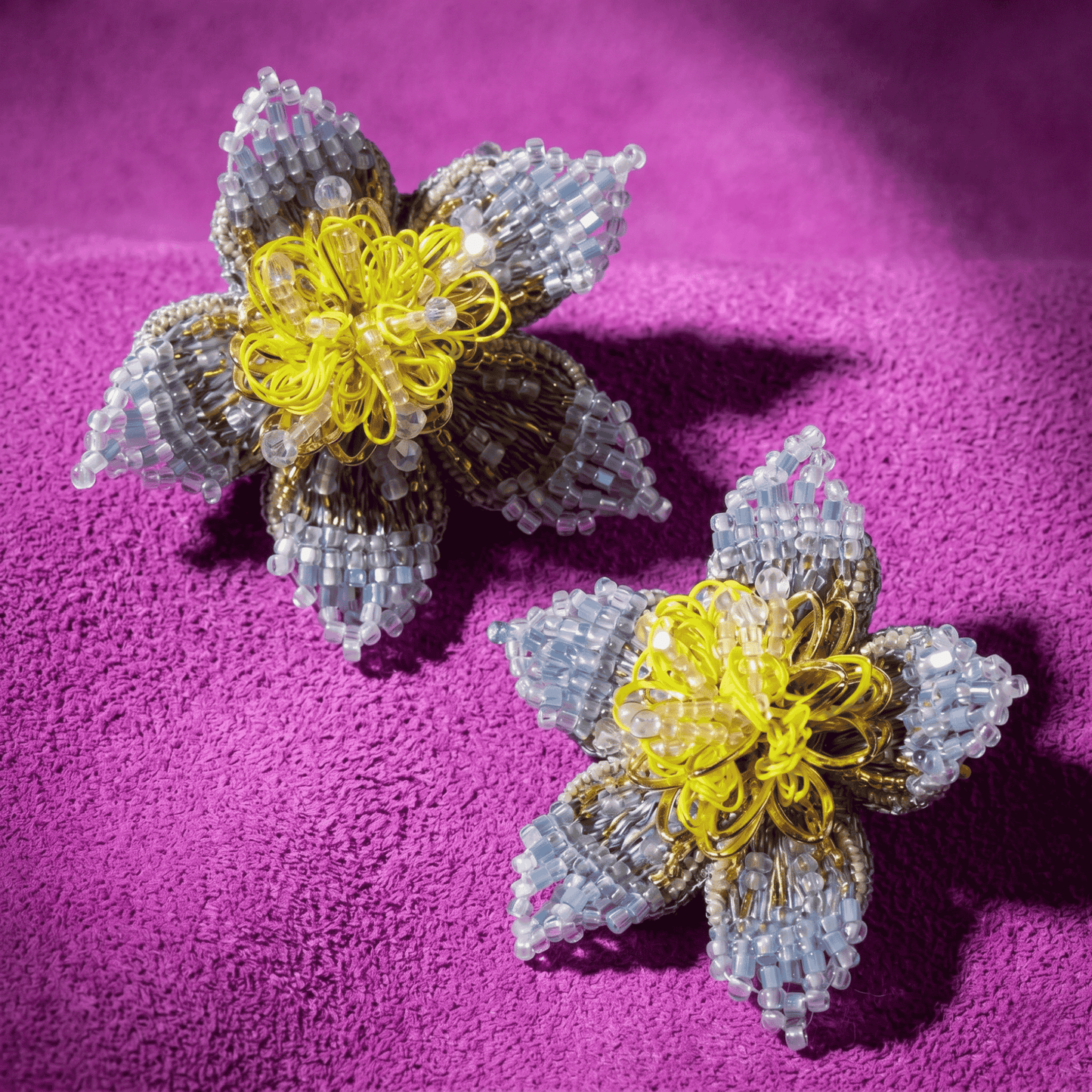 Adva Floral Stud Earrings - Blue