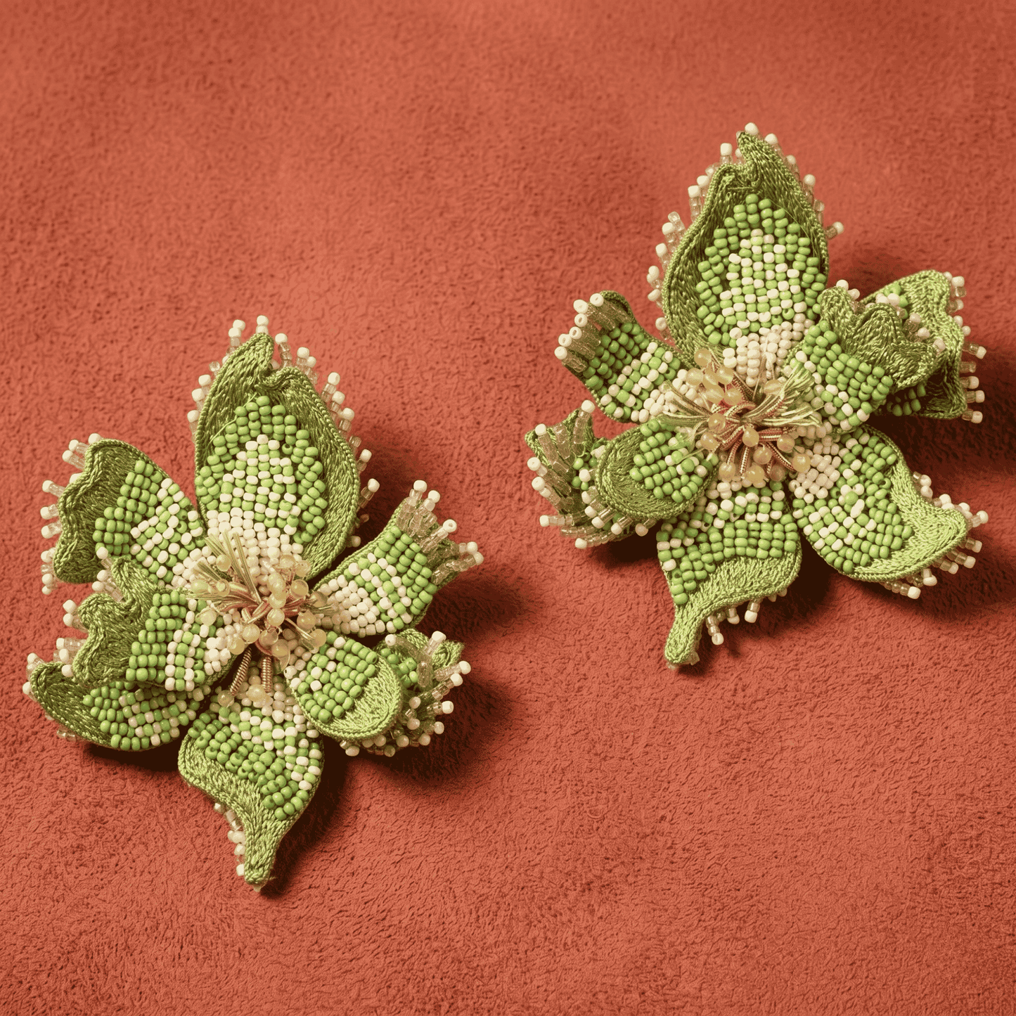 Azealia Floral Stud Earrings - Green