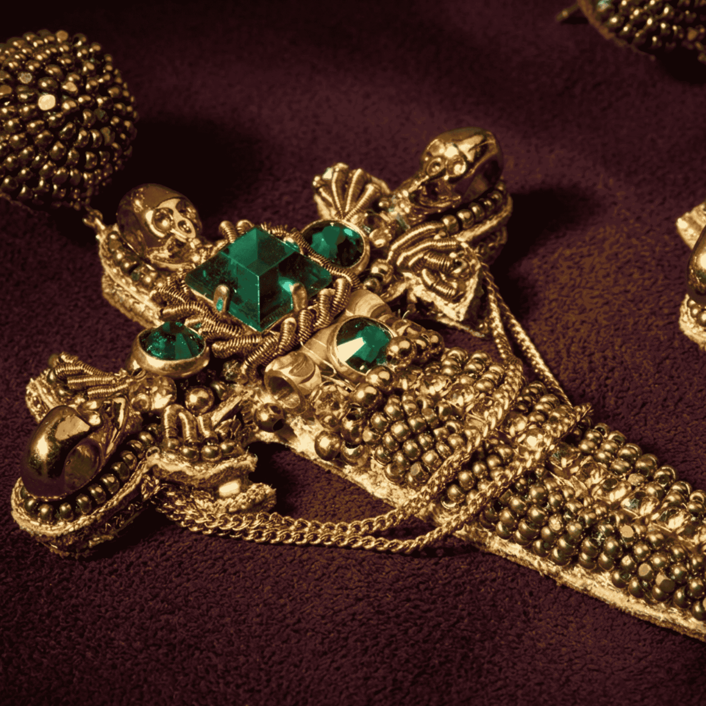 Dagger Beaded Earrings - Green & Gold