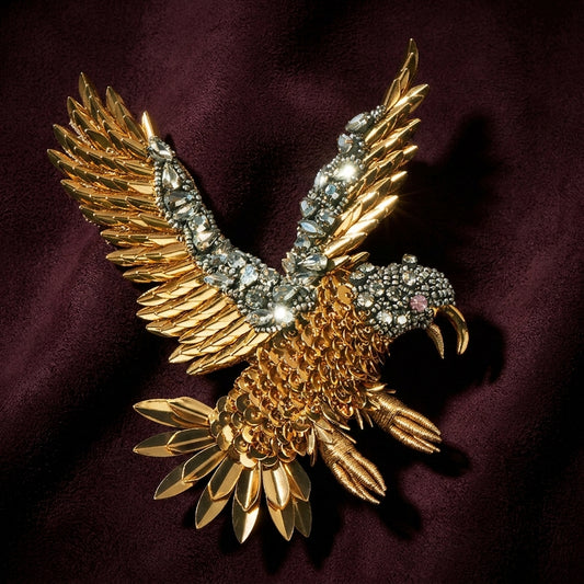 Eagle Beaded Brooch - Gold