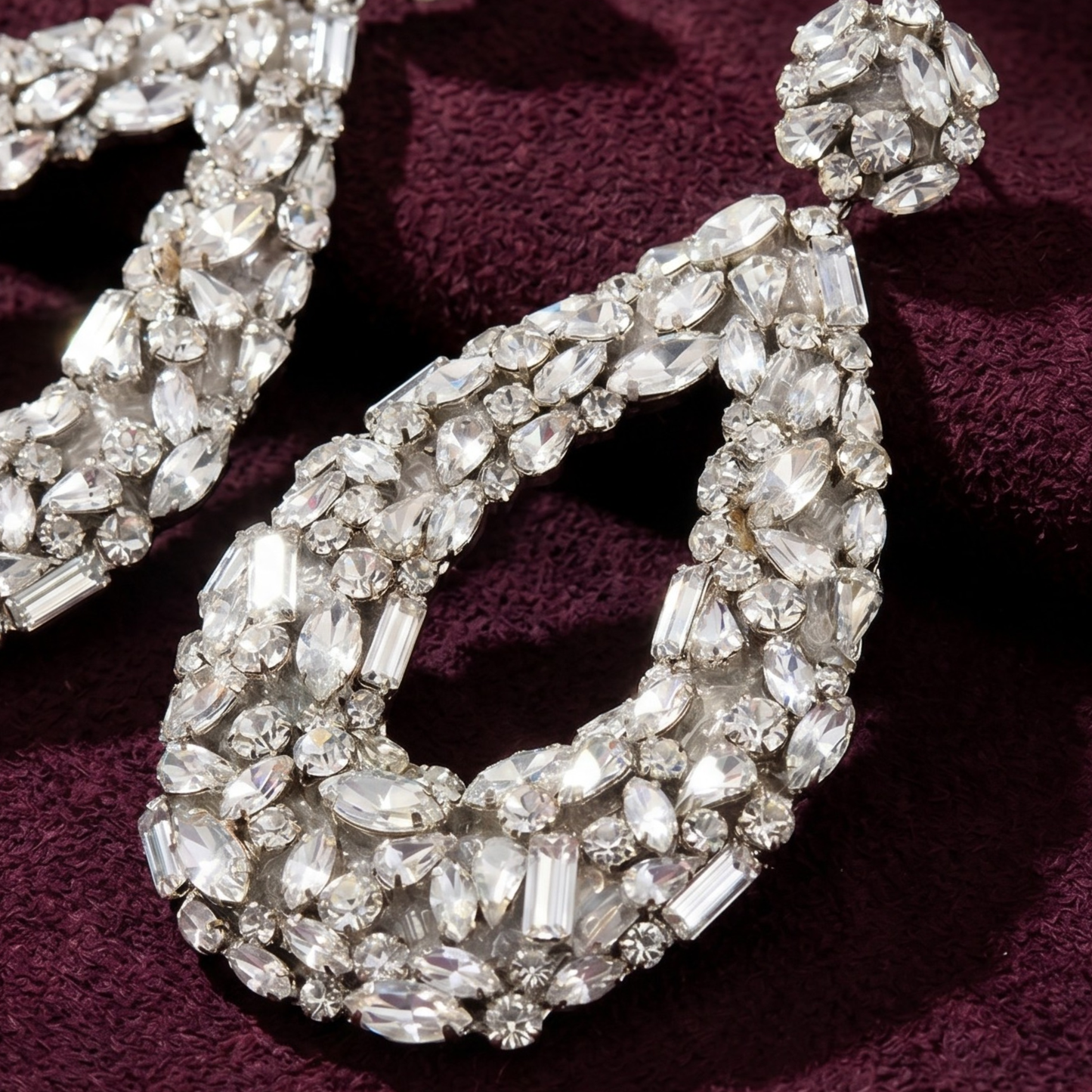 Karen Crystal Clip-On Earrings - Silver