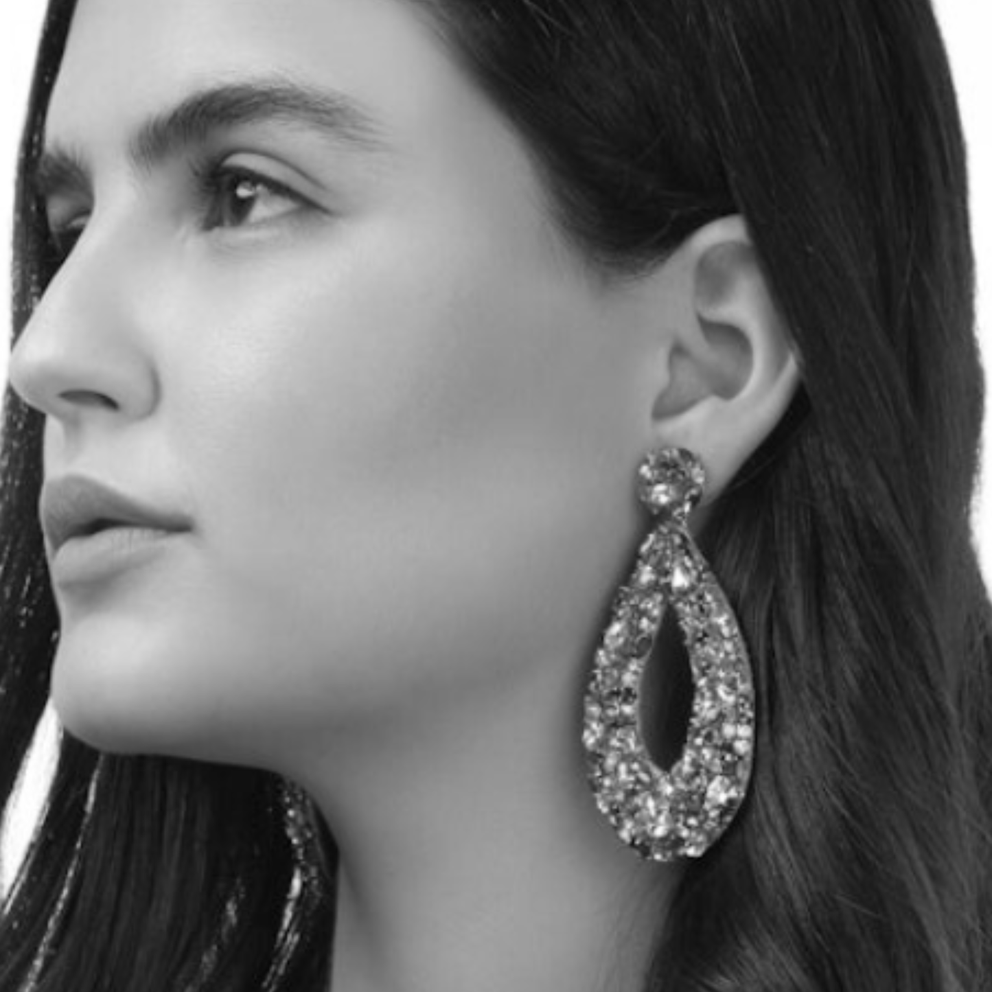 Karen Crystal Clip-On Earrings - Silver