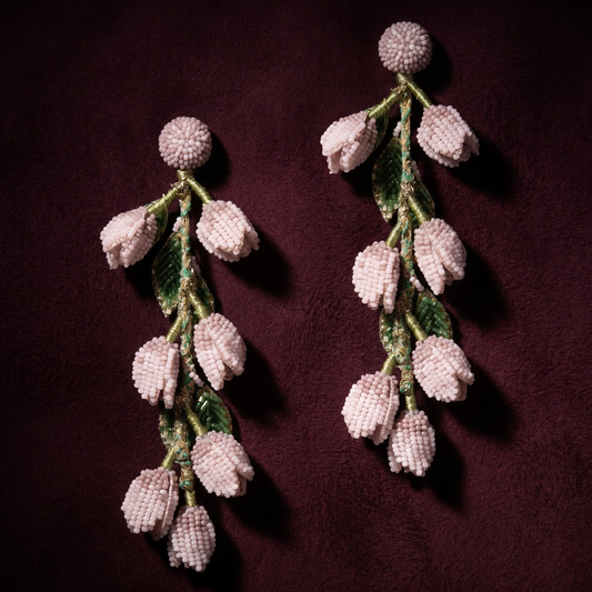 Madelief Bud Cascade Earrings - Baby Pink