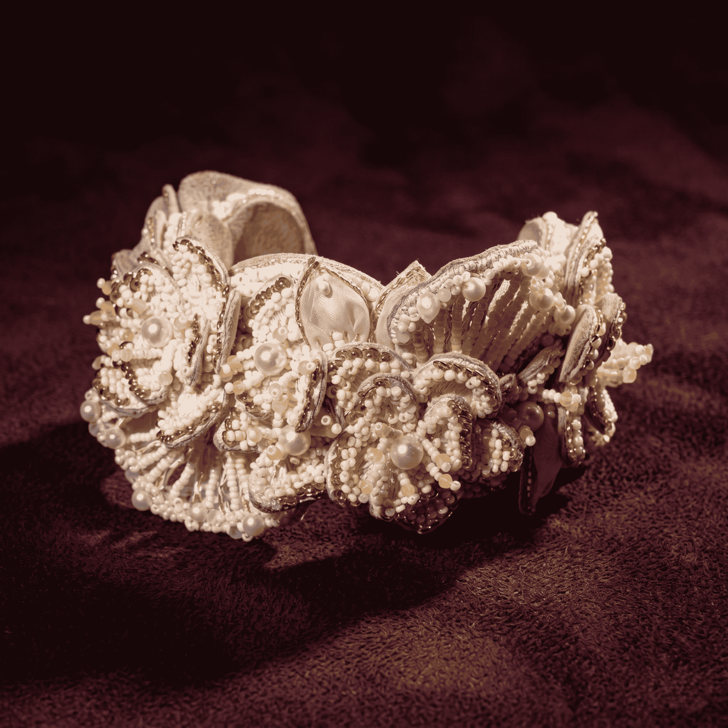 Padma Floral Cuff Bracelet - Ivory