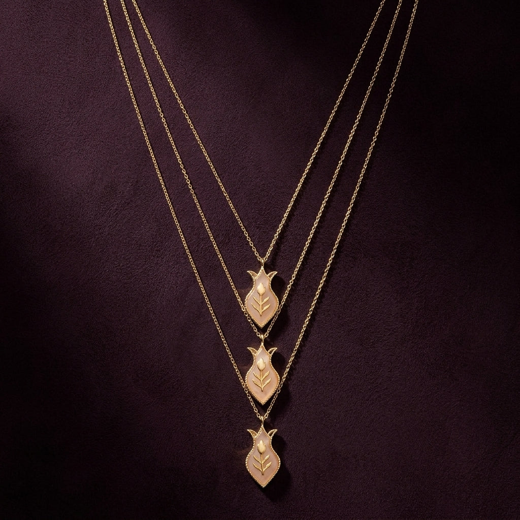Amphora Layered Pendant Necklace - Gold & Mother of Pearl Resin