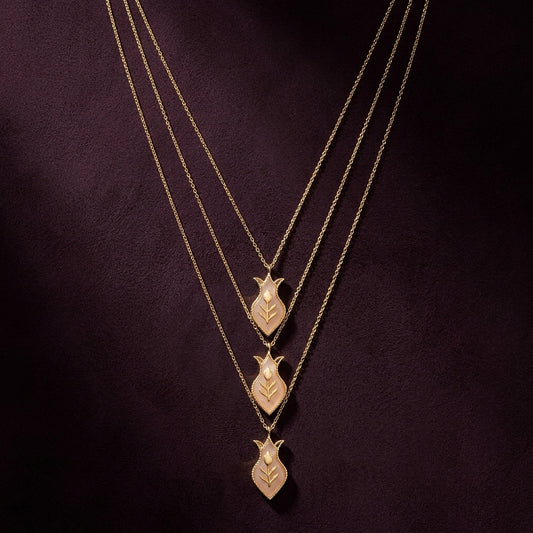 Amphora Layered Pendant Necklace - Gold & Mother of Pearl Resin