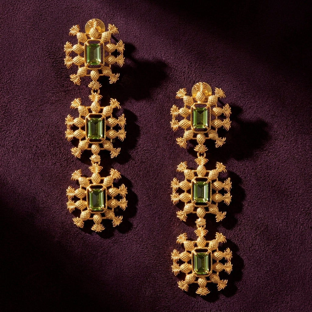 Pina Earrings - Green Topaz & Gold