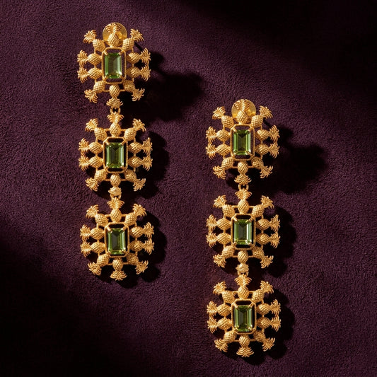 Pina Earrings - Green Topaz & Gold