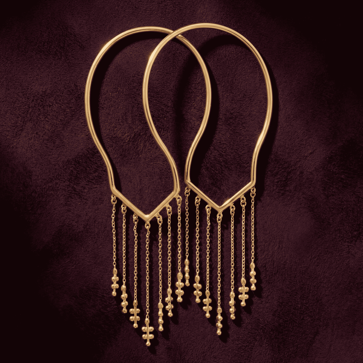 Silsila Gold Cuff Bracelet with Chain Fringe