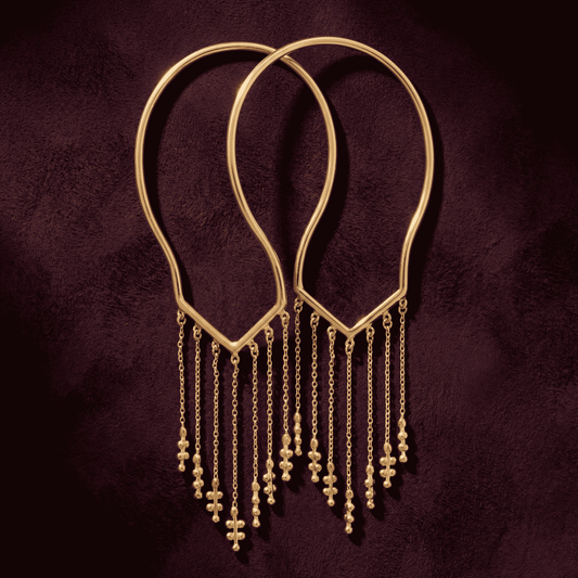 Silsila Gold Cuff Bracelet with Chain Fringe