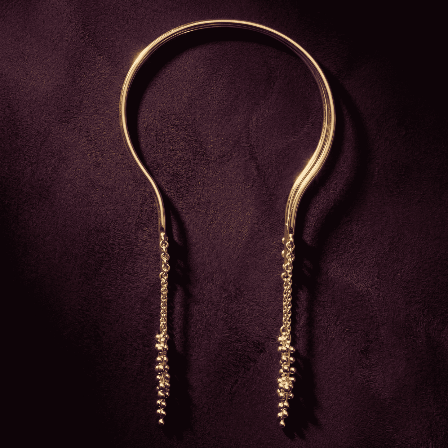Silsila Gold Cuff Bracelet with Chain Fringe