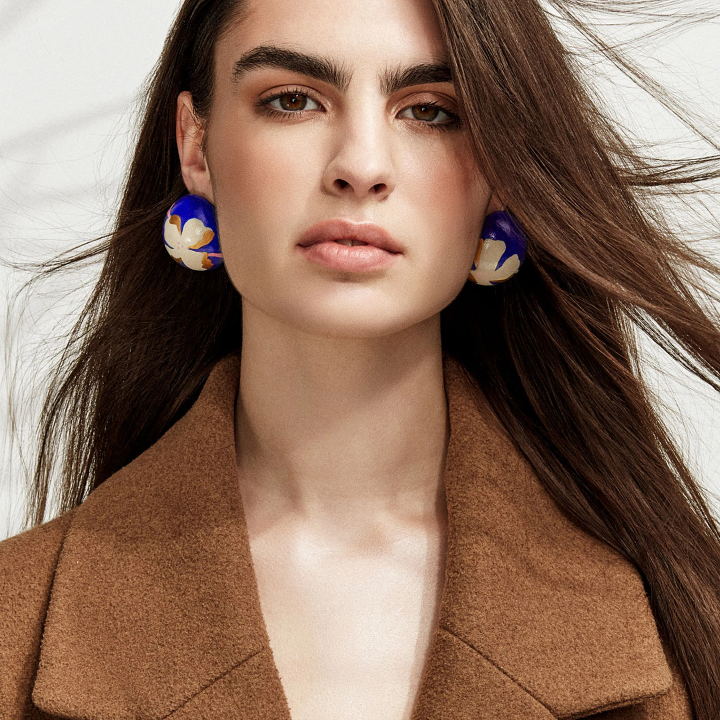 Gaia Floral Oversized Dome Stud Earrings - Ultramarine Lily