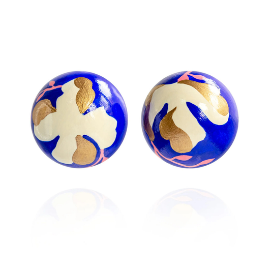 Gaia Floral Oversized Dome Stud Earrings - Ultramarine Lily