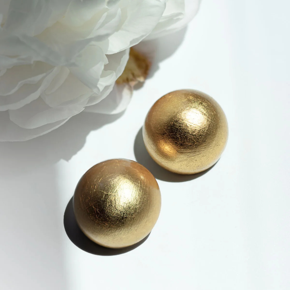 Gaia Glam Oversized Dome Stud Earrings - Plated Sun