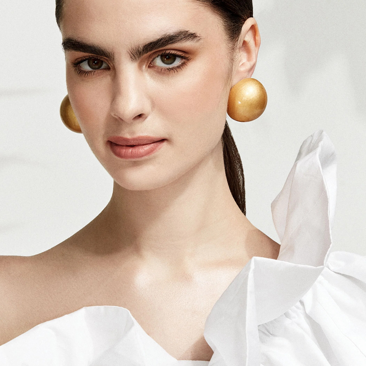Gaia Glam Oversized Dome Stud Earrings - Plated Sun