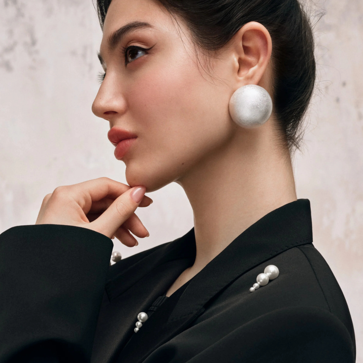 Gaia Glam Oversized Dome Stud Earrings - Moonlite Shimmer