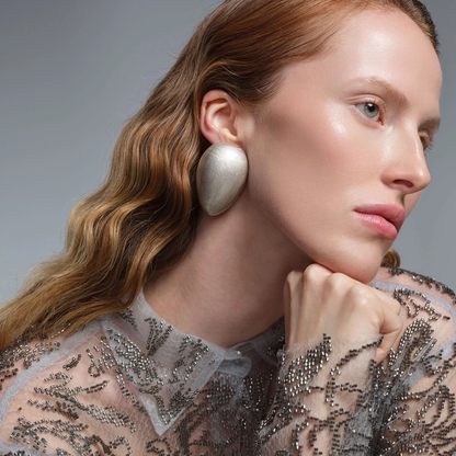 Juno Oversized Bombe Stud Earrings - Platinum Glow