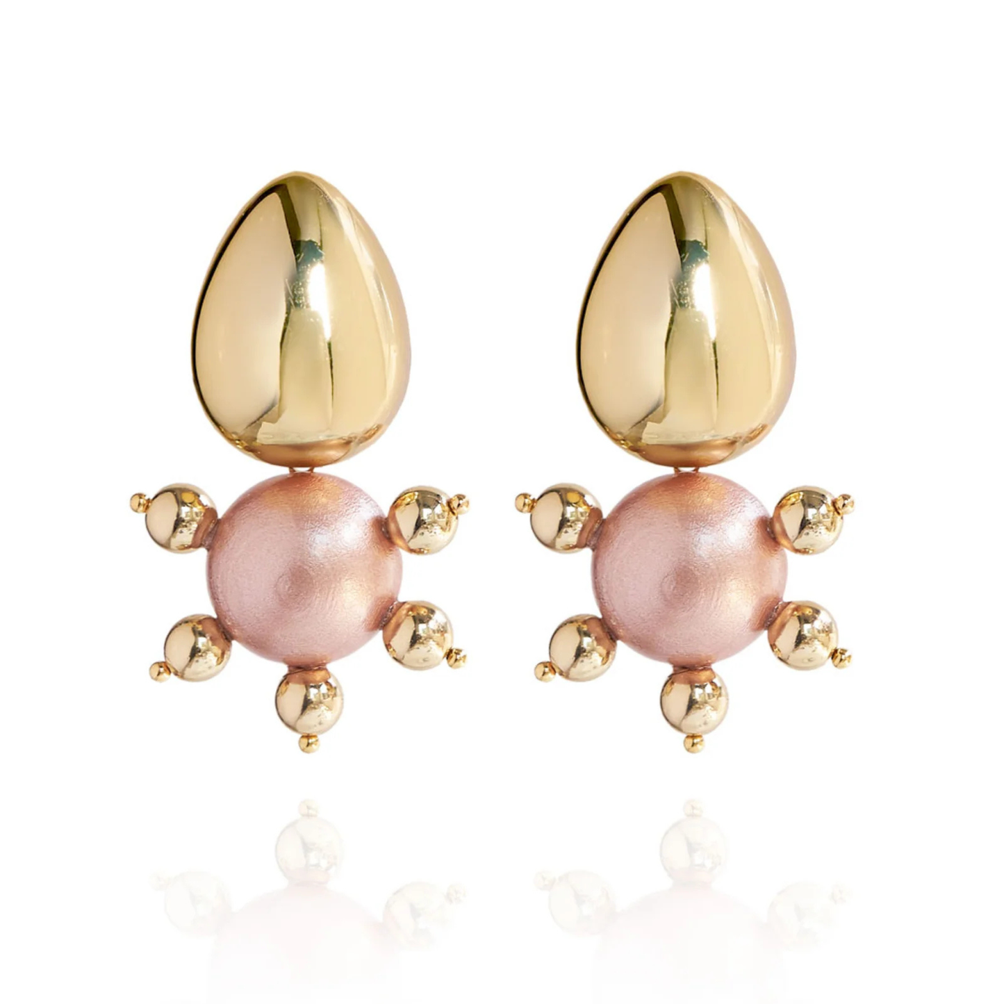 Tulia Oversized Sunburst Orb Stud Earrings - Noble Blush