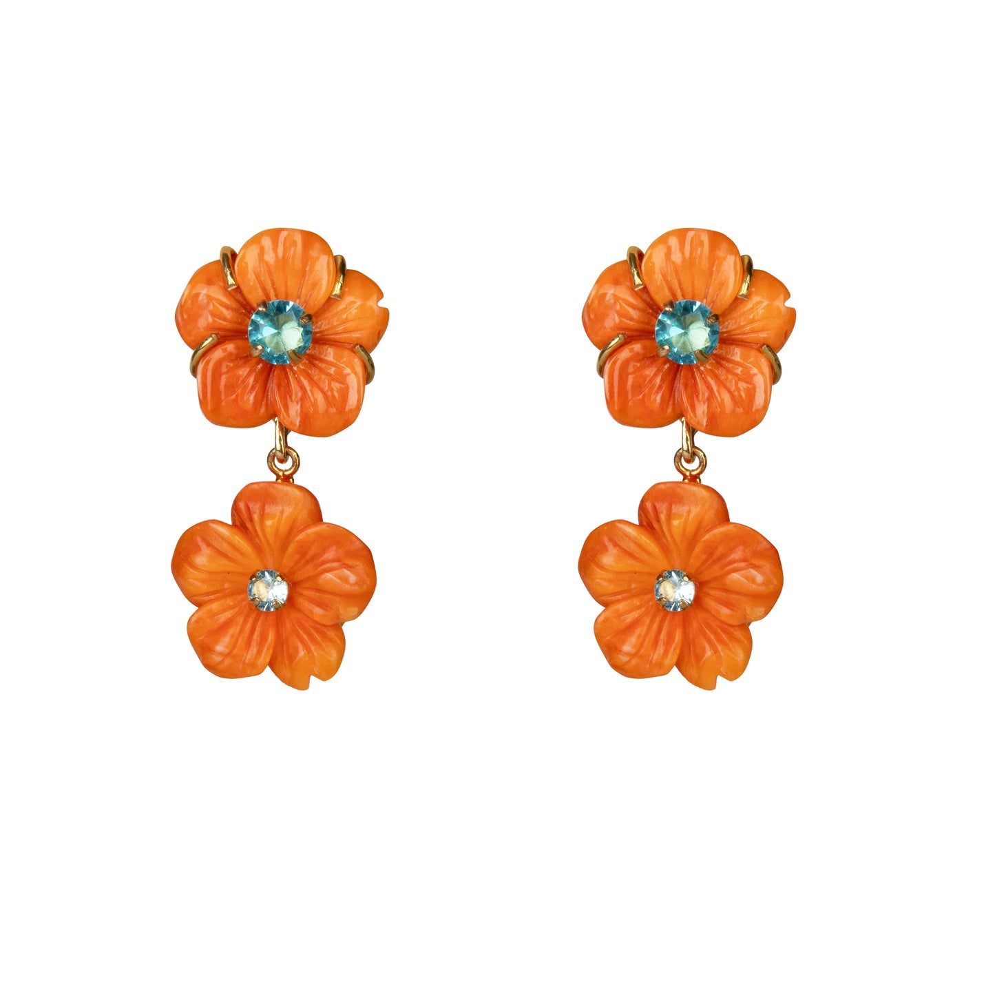 Persephone Floral Cascade Earrings - Orange