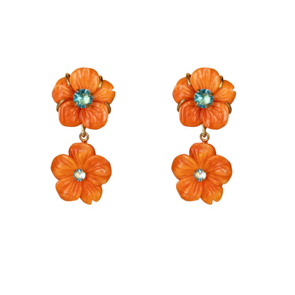 Persephone Floral Cascade Earrings - Orange