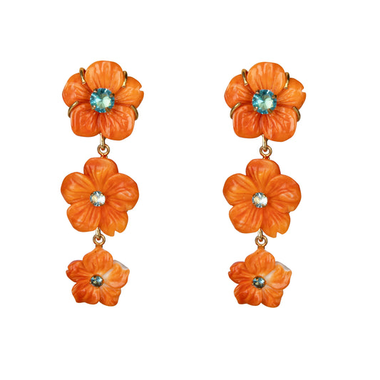 Persephone Floral Cascade Earrings - Orange