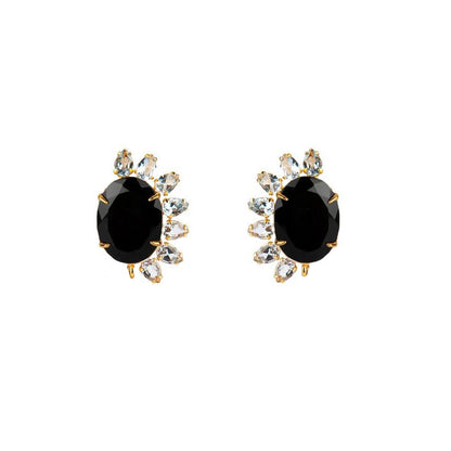 Krista Drop Earrings - Red Agate & Onyx