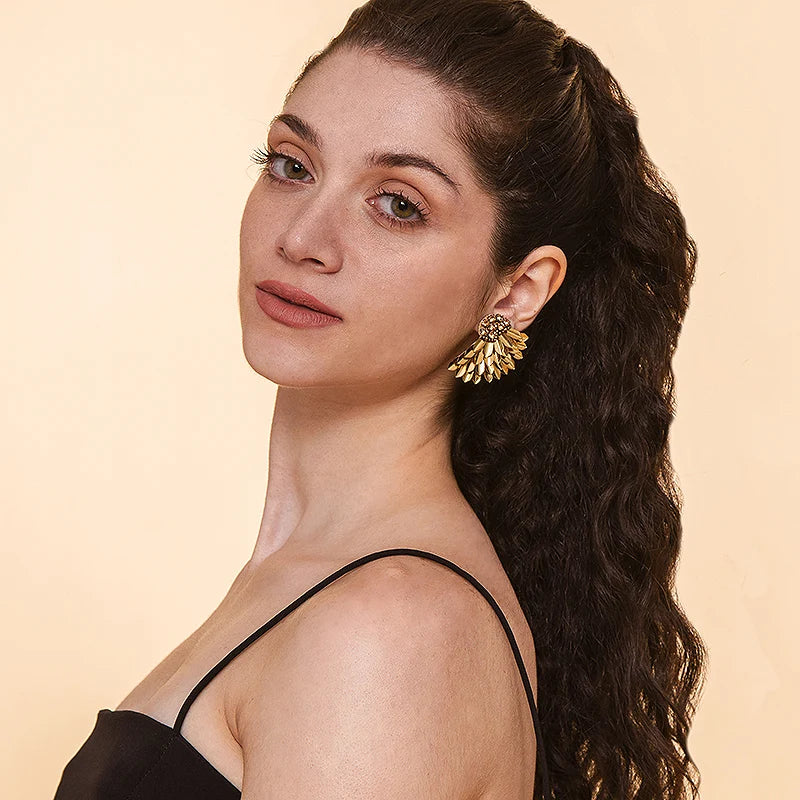 Perry Metallic Wing Earrings - Gold