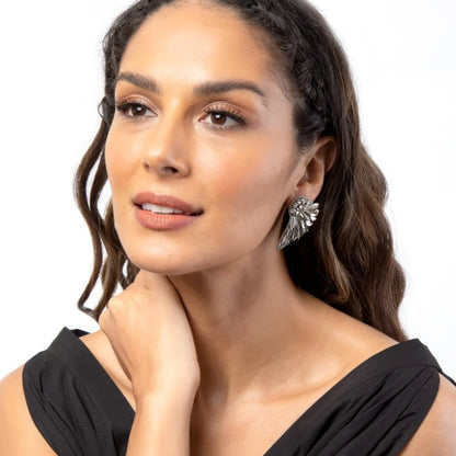 Perry Metallic Wing Earrings - Silver