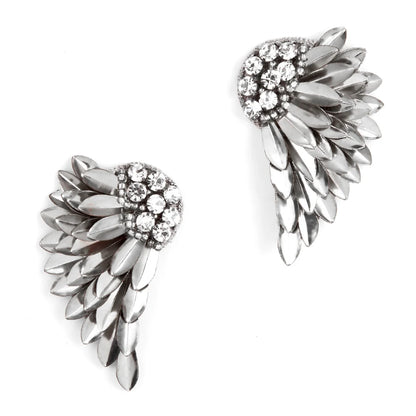 Perry Metallic Wing Earrings - Silver