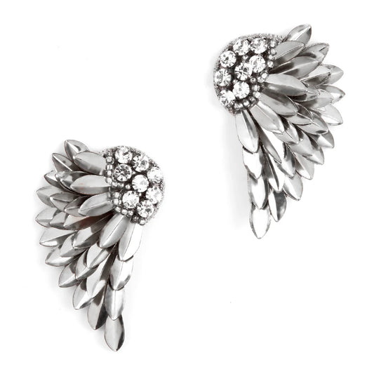 Perry Metallic Wing Earrings - Silver