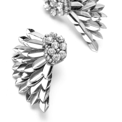 Perry Metallic Wing Earrings - Silver