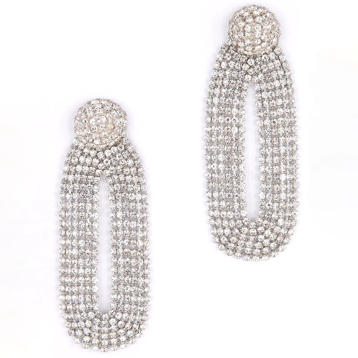 Shyna Draped Crystal Earrings - Silver