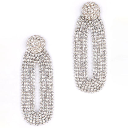 Shyna Draped Crystal Earrings - Silver