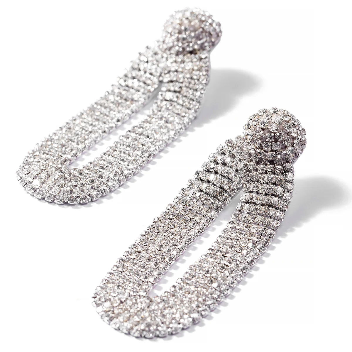 Shyna Draped Crystal Earrings - Silver