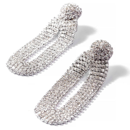 Shyna Draped Crystal Earrings - Silver