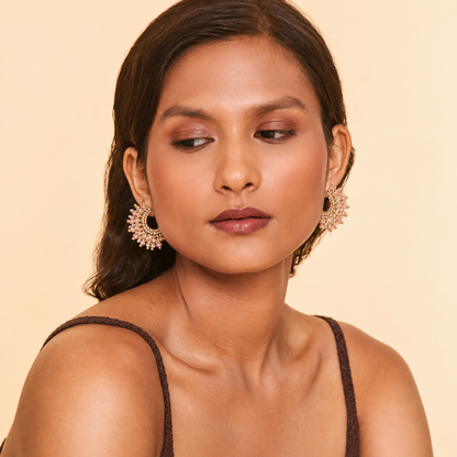 Sierra Beaded Hoop Earrings - Champagne