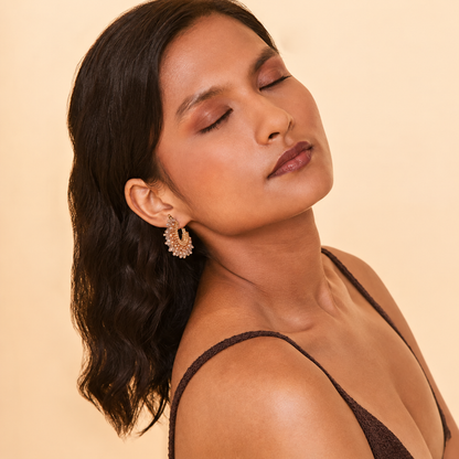 Sierra Beaded Hoop Earrings - Champagne