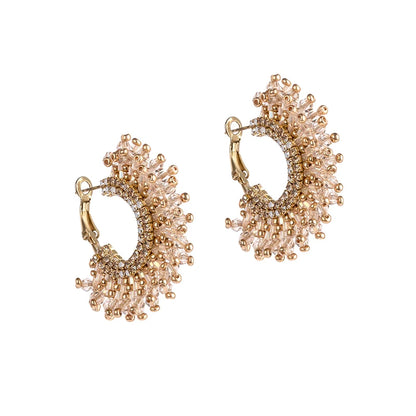 Sierra Beaded Hoop Earrings - Champagne
