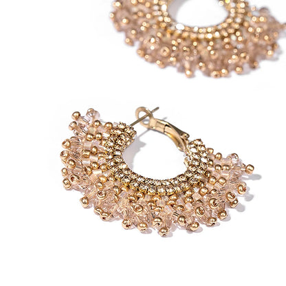 Sierra Beaded Hoop Earrings - Champagne