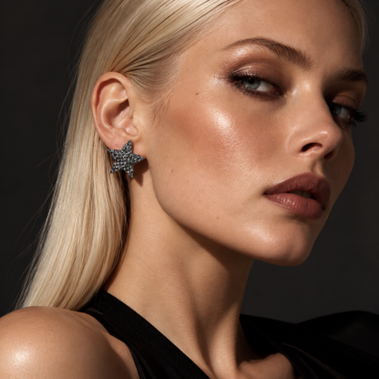 Loris Star Stud Earrings - Gunmetal