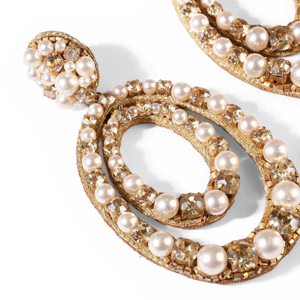 Spencer Double Hoop Earrings - Gold & Pearl